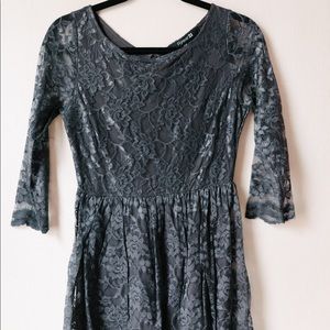 Forever 21 Dark Gray Sleeved Lace Dress